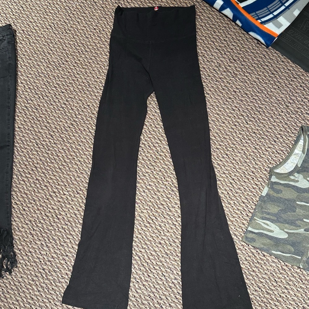 T party Black Women's yoga fold over Pants - Picture 2 of 8